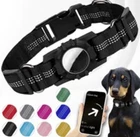 Adjustable Nylon Dog Collar with Apple Air Tag Compartment/Holder - Black Large
