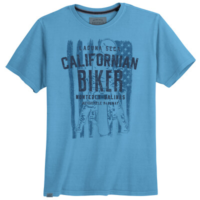 Redfield T-Shirt Übergröße hellblau Californian Biker