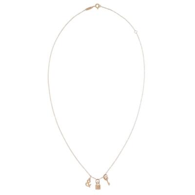 Tiffany & Co. 3 Charms Mini Lock & Key Necklace in 18k Rose Gold