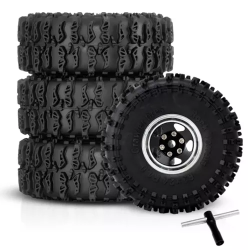 Llantas Beadlock de goma de aluminio de 1,0" neumáticos para 1/18 TRX4M 1/24 axial SCX24 - Imagen 15 de 17