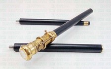 Antique Brass Spyglass Telescope Handle With Clock Wooden Walking Stick Cane New