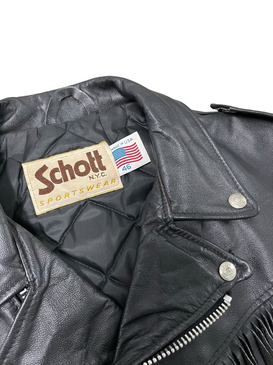 Vintage Schott Leather Jacket Fringe Size 46 USA Motorcycle Vintage Schott Leather Jacket Fringe Size 46 USA Motorcycle