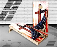 American Flag Pull Cross Cornhole Boards Bean Bag Toss Game