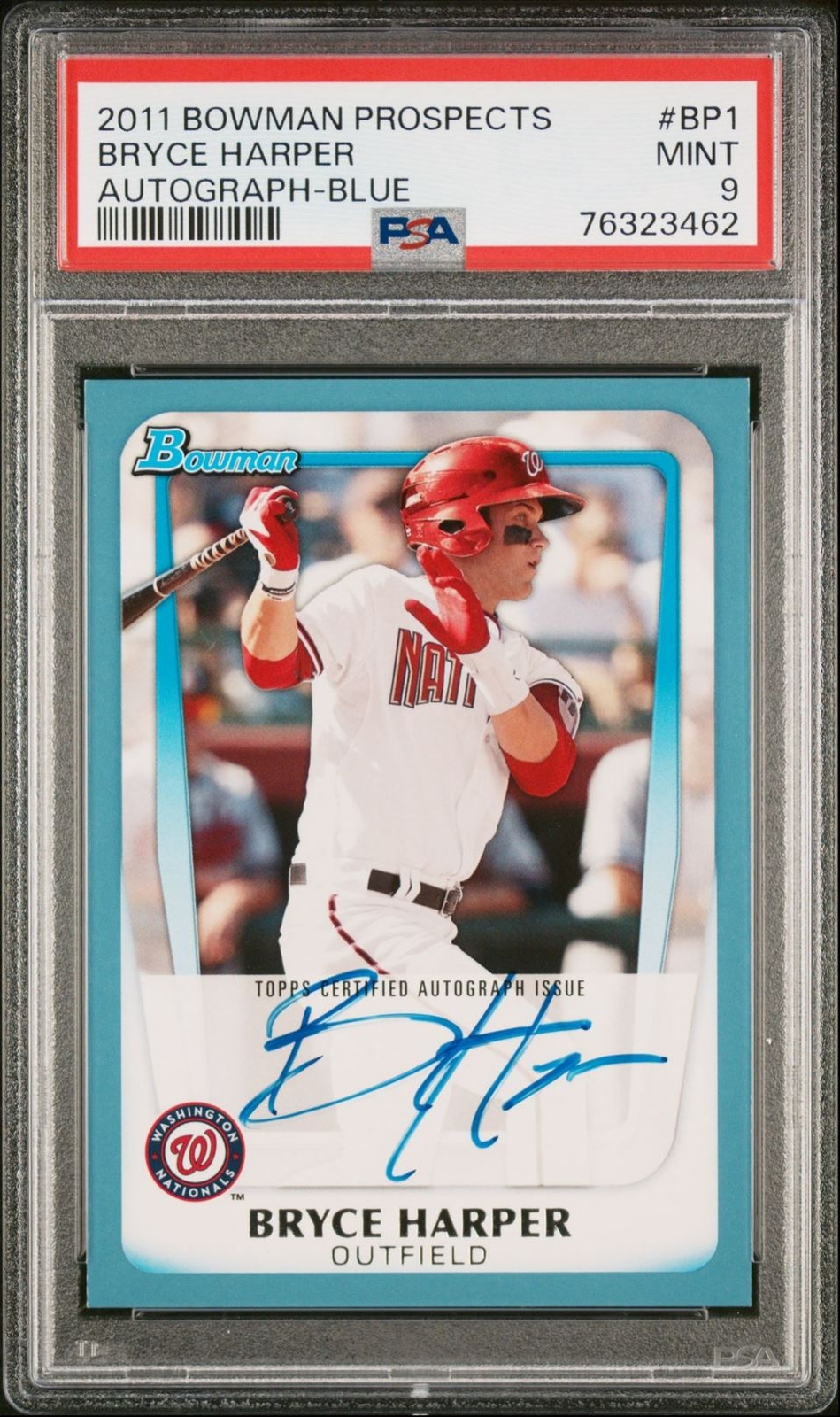 2011 Bowman Prospects Autograph Blue #BP1 Bryce Harper Auto /250 PSA 9 Mint
