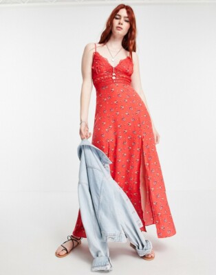 free people out and about maxi slip dress Free People floral print maxi slip dress in multi