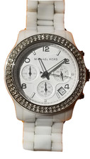 Michael Kors White Ceramic watch Ladies Watch Working MK-5188 Excellent Shape