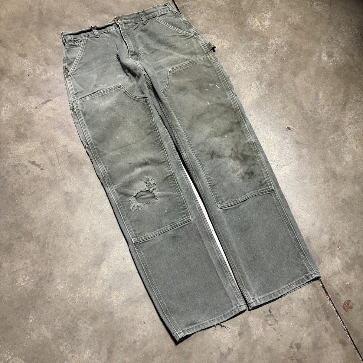 Vintage Carhartt Double Knee Pants 32x32 (30x30) Green B01 MOS