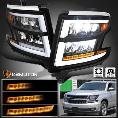 #ad Black Fits 2015 2020 Chevy Tahoe Suburban Full LED DRL Sequential LED Headlights $528.38