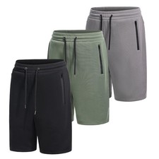 Men's Cotton Casual Shorts 3 Pk Fleece Midweight Athletic Jogger Sweat Shorts...