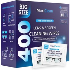 Glasses Lens Cleaning Wipes 400 Count Individually Wrapped Screen Cleaner