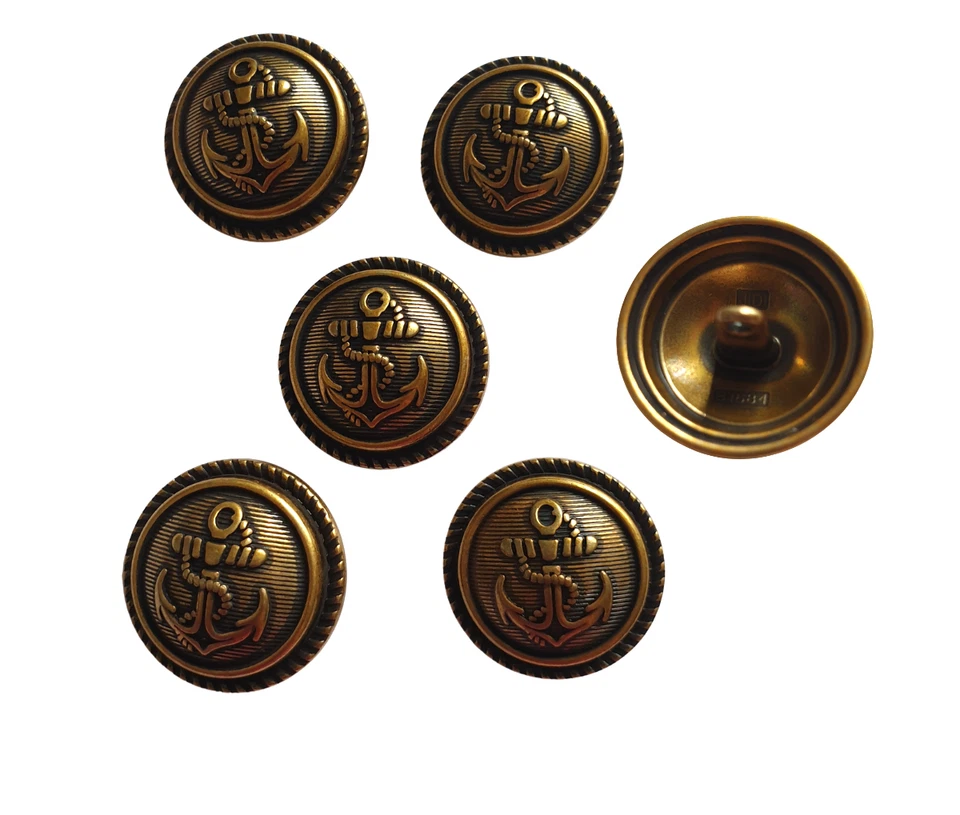 5 Knöpfe gold Metall 20mm 23mm 25mm Anker Jacken Uniform Metallknöpfe maritim - Bild 2 von 3
