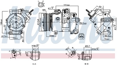 Nissens 890772 Compressor, Air Conditioning for Ford, Ford USA