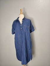 Gap Women's Blue Denim Jean Shirt Dress Short Sleeves Size Small