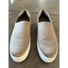 Vince Warren Satin Platform Slip On Sneakers Taupe Champagne Womens 8M EUR 38