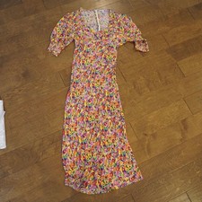 Rixo X Target V Neck Ruffle Sleeve Floral Midi Dress Multicolor Womens Size 6