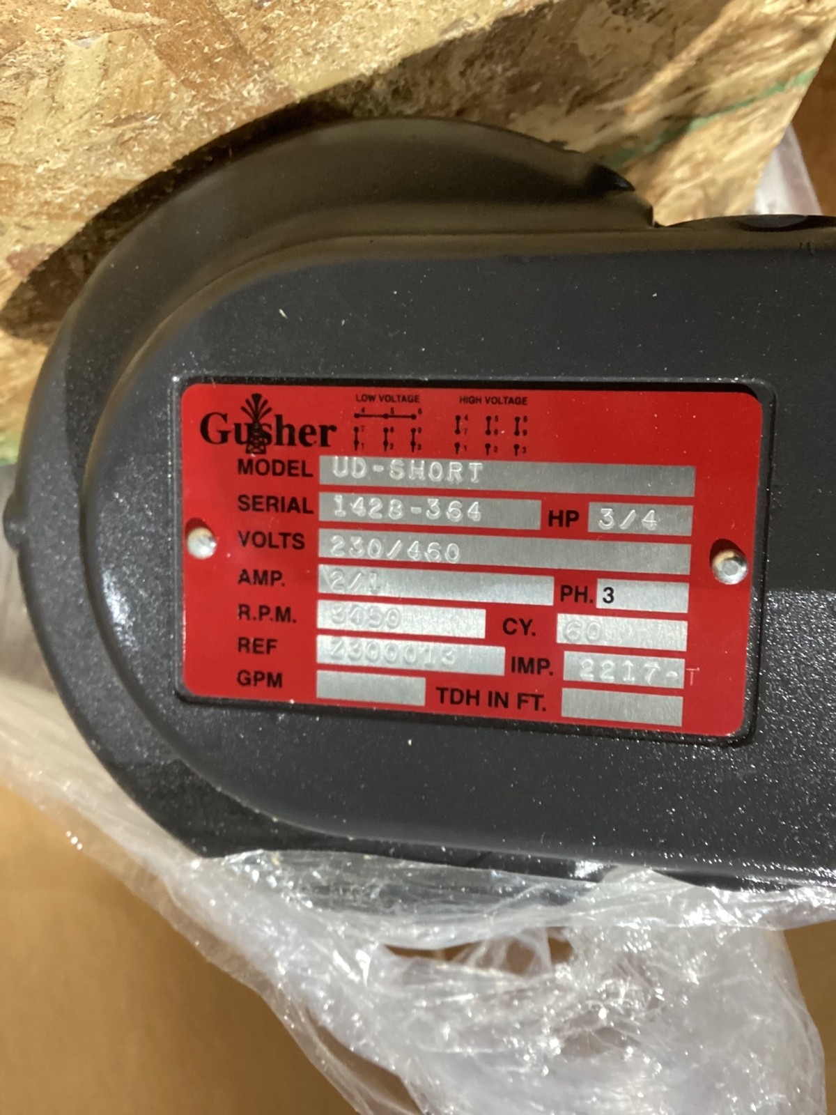 Side Box Lable GUSHER PUMP COOLANT PUMP UD-SHORT .75/3/3450 NEW | eBay