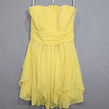 Davids Bridal Yellow Strapless Chiffon Ruffled Cocktail Prom Dress Size 10