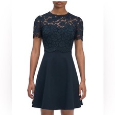 New Kate Spade Rose Lace-bodice Ponte little black dress short sleeve 2