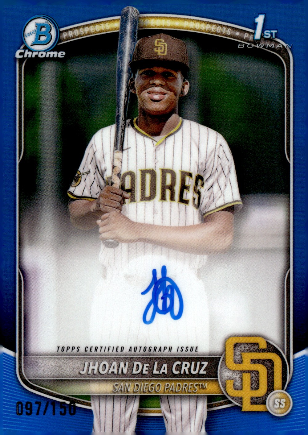 2025 Bowman Chrome Prospect Autographs Blue Jhoan De La Cruz Auto /150 1st