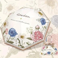 Double Layer Folding Umbrella Flower Printed UPF50 Sun Rain Umbrella UV Protect