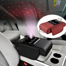 Car Armrest Pad With Led Starry Sky Center Console Box With Cup Holder Tissue Us