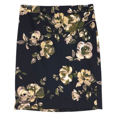J.CREW Straight Pencil Skirt Black Floral Zip Back Lined Career NWT Womens 4