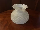Vintage Milk Glass Hobnail Lamp Shade 6” Fitter Ruffled Top Replacement
