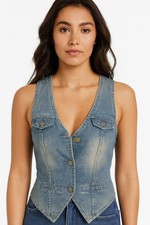 Sleeveless Denim Vest Top