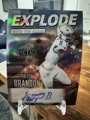 2026 Leaf Metal Football Faizon Brandon #/12 Explode On Scene Prospect RC Auto