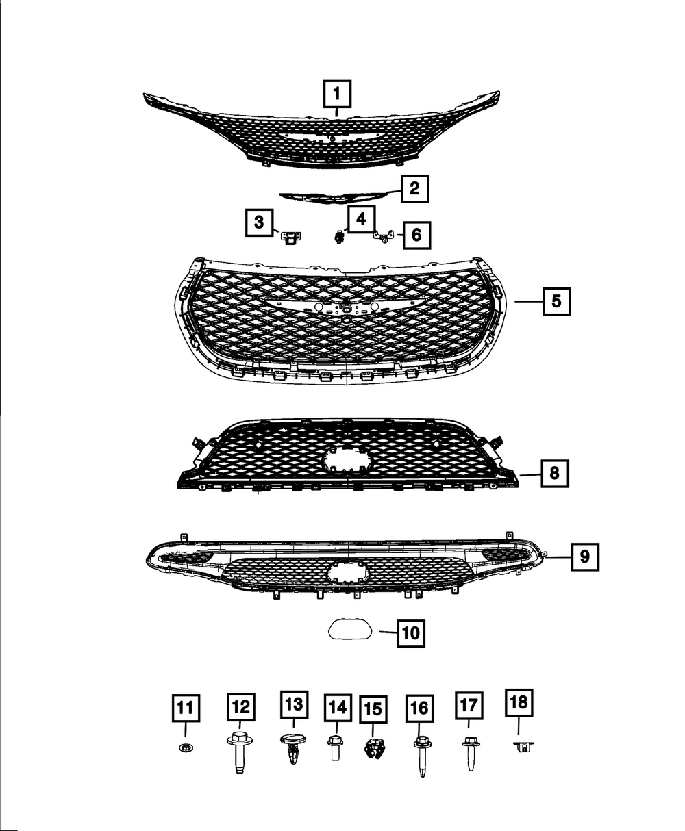 Genuine Mopar Lower Grille 7QE98DX8AA