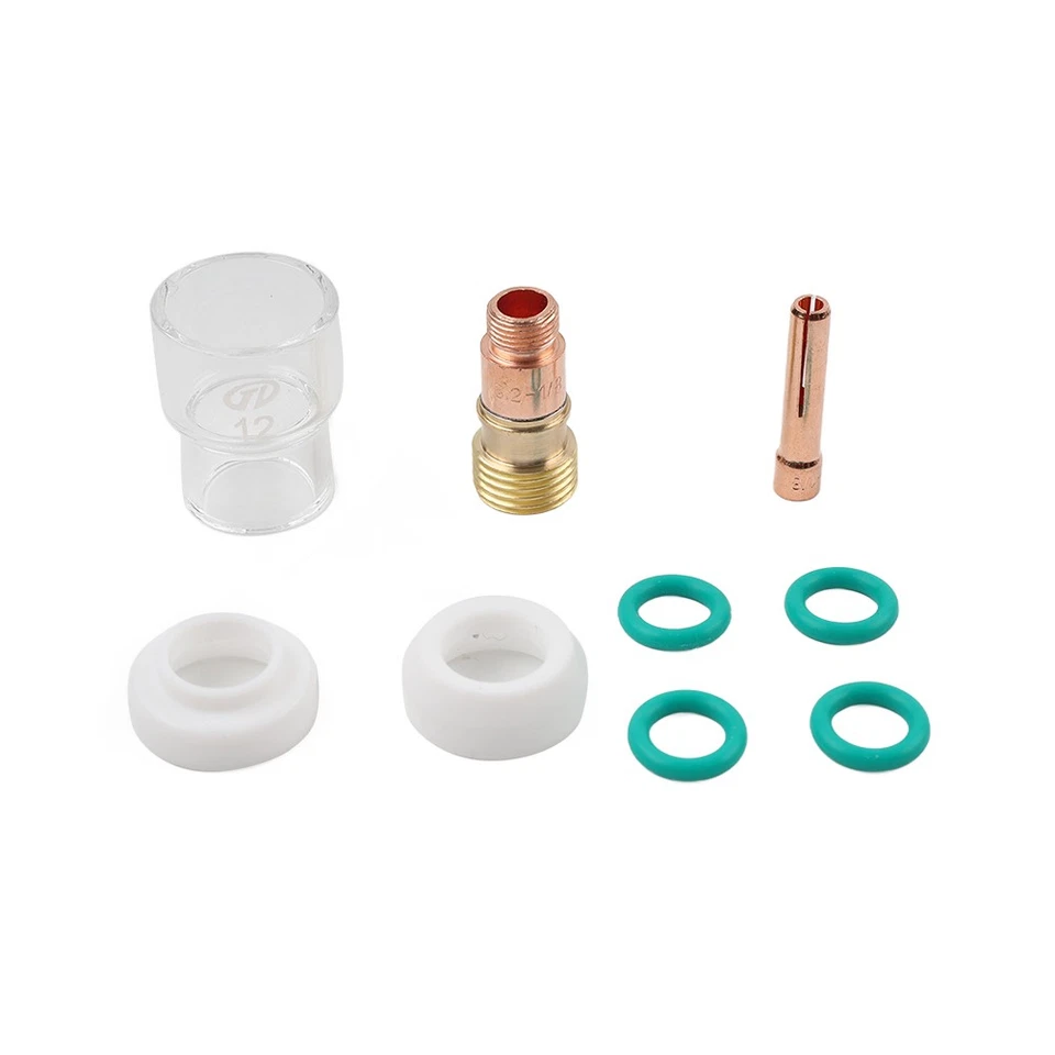 TIG Welding Stubby Gas Lens #12 Pyrex Cup Kit 9pcs Fit Tig WP-17/18/26 1/8’’ - Bild 2 von 4