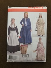 Simplicity 3725 Pioneer Girls Colonial Sewing Pattern Size HH 3,4,5,6-Uncut NEW