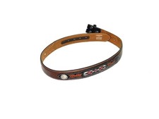 Nocona Size 32 Black Brown Leather Belt Aztec Fabric Inlay Conchos NO buckle