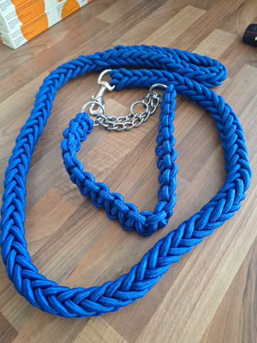 Blue Braided Rope Dog Lead/collar with Metal Clip, Large (L) Unisex