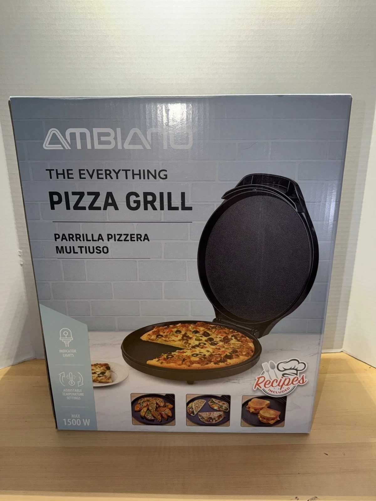 Pizza Grill Adjustable Temperature New In Box With Recipes And Indicator Lights