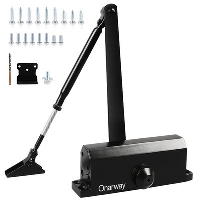 Onarway Adjustable Automatic Size 3 Spring Hydraulic Door 3, Black
