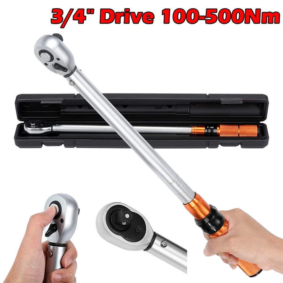 High Accuracy Torque Wrench 100-500 Nm 3/4" Socket Square Drive Hand Ratchet UK - Image 1 of 4