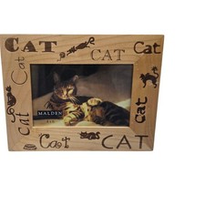 Malden Cat Photo Frame 4x6 Wooden Engraved Cats Pet Lover Gift Memorial