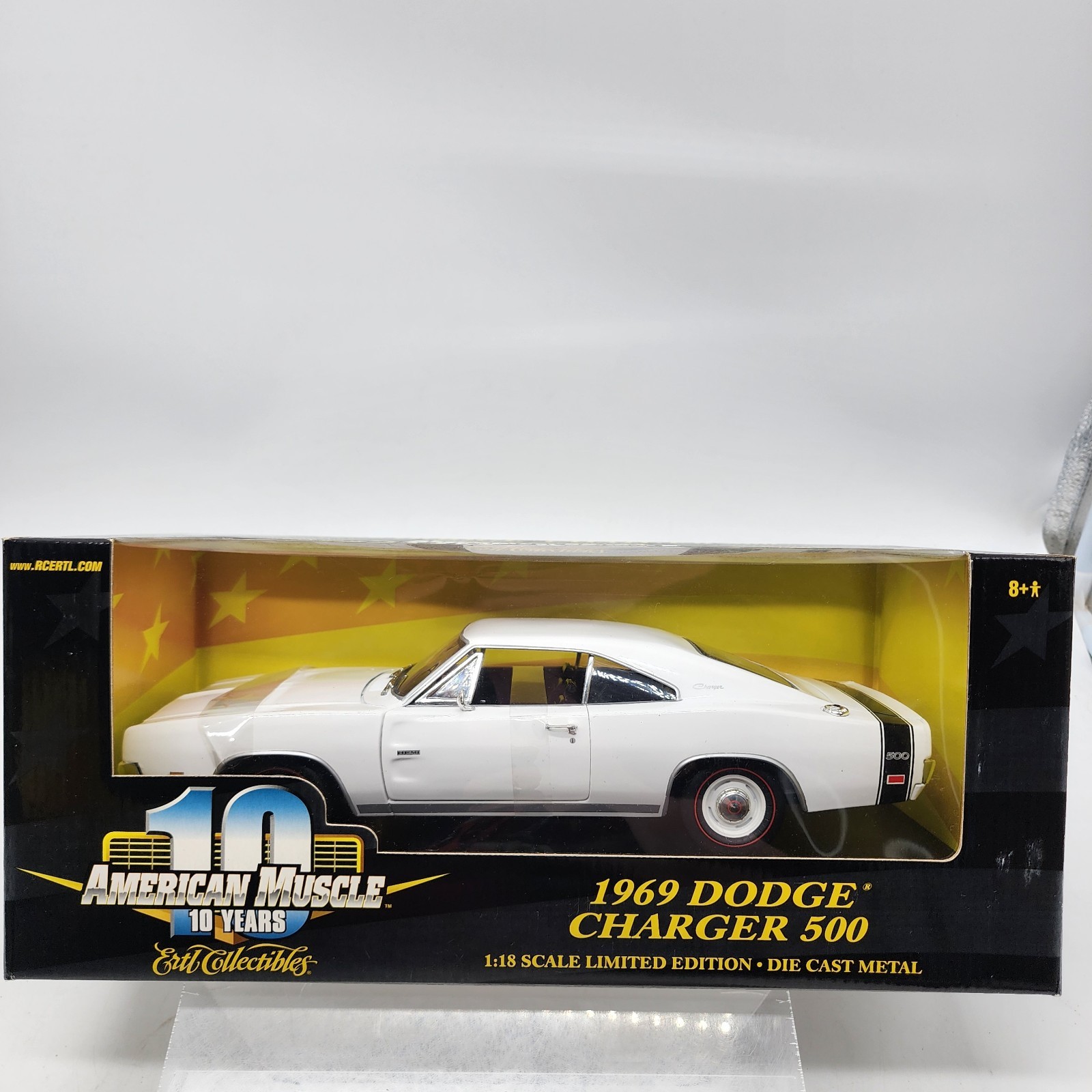 9C American Muscle 10 Year 1969 Dodge Charger 500 White 1:18 Diecast *SEALED*