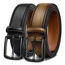 KEMISANT Men Belt 2Pack – 34"-36"Waist Adjustable, 2pack-black/Tawny4571