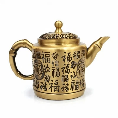 Théière En Laiton Style Chinois Théière Décorative Traditionnelle pour Étagère - Photo 1/4