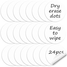 White Dry Erase Dots Circles, 24 Pack Removable Dry Erase Wall Decal Spots Set F