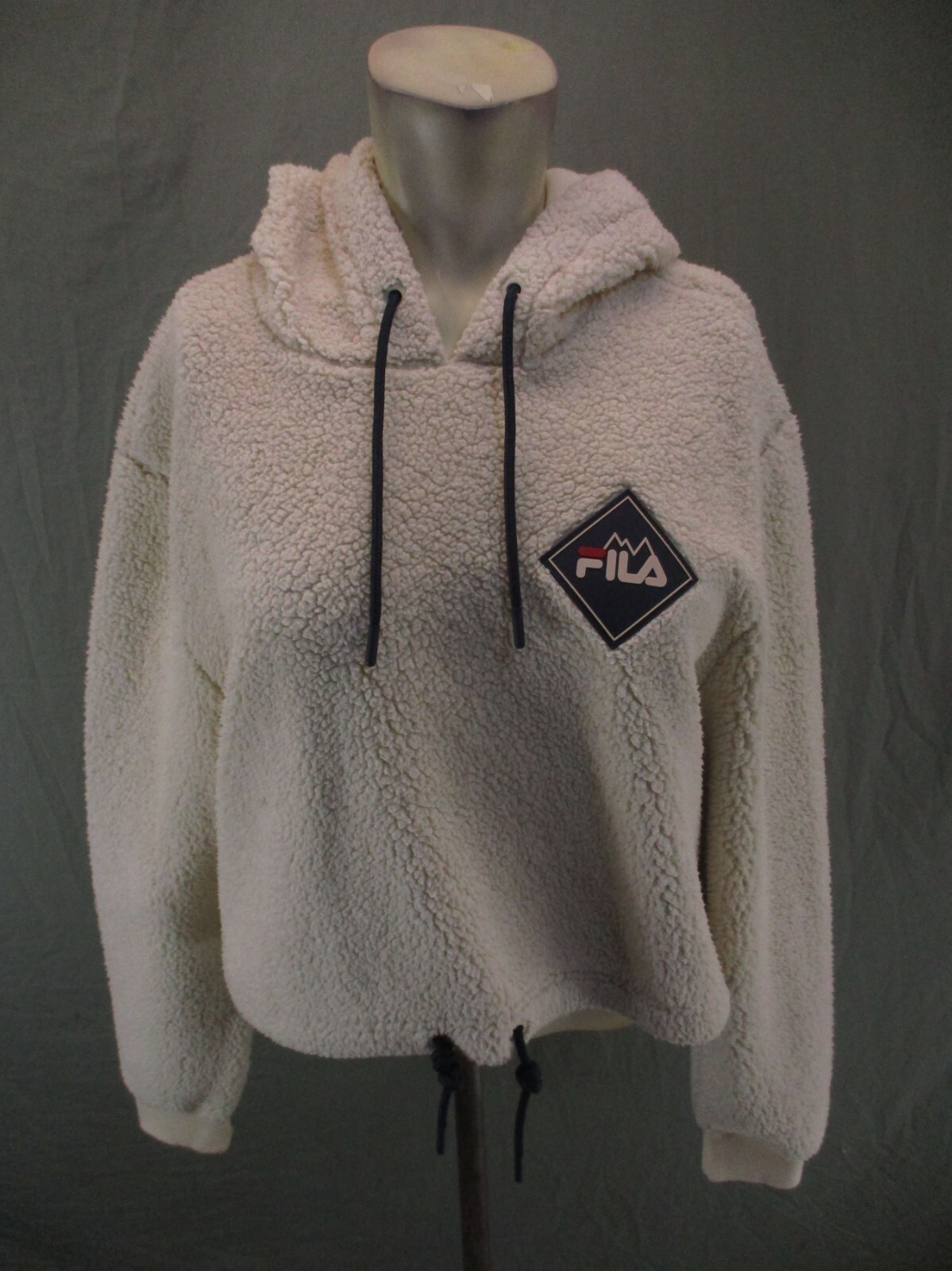 Felpa con cappuccio atletica sherpa bianca FILA taglia L con cordini elastica polsino crop 081