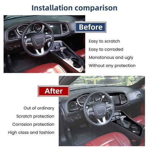 Front Center Consoles Dash Board & Gear Shift Panel Kit for Dodge Challenger 15+ - Picture 3 of 20