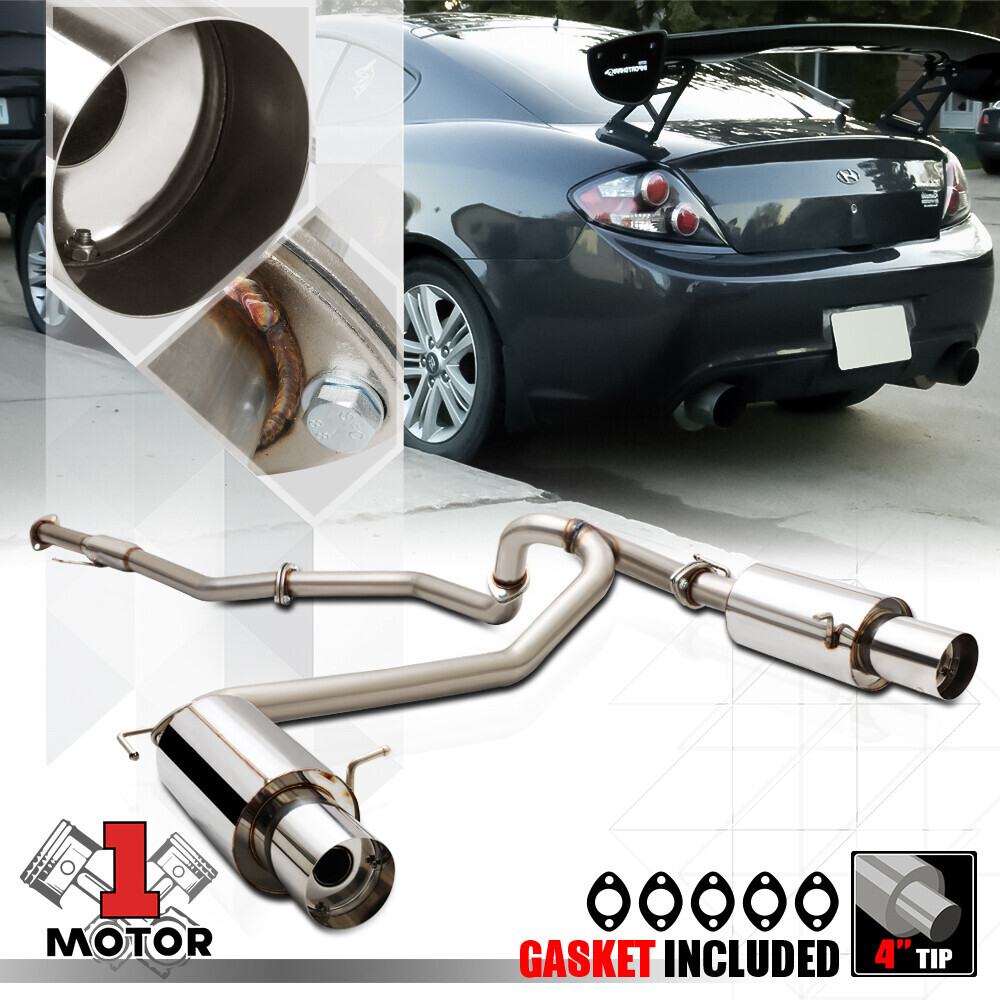 SS Dual Muffler 4" Tip Catback Exhaust System for 07-08 Hyundai Tiburon ...