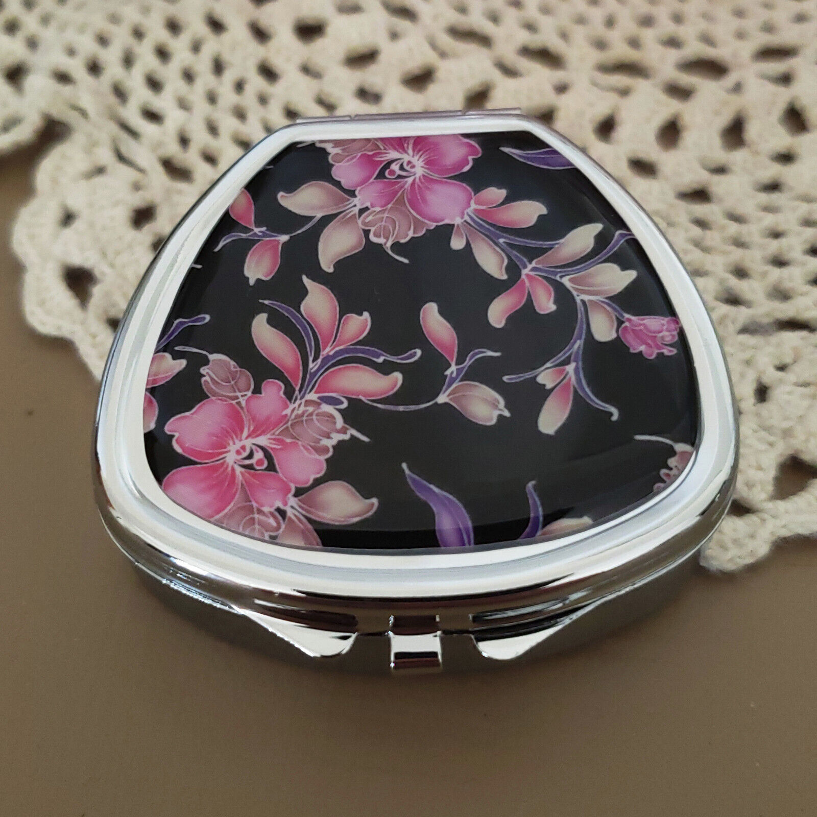 Cute Pill Box For Purse Decorative Pill Case Floral Pill Holder Mint Case  Metal