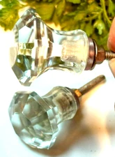 1; Vintage Faceted Pull Clear Glass Hardware Handle Dresser Cabinet Door Knob