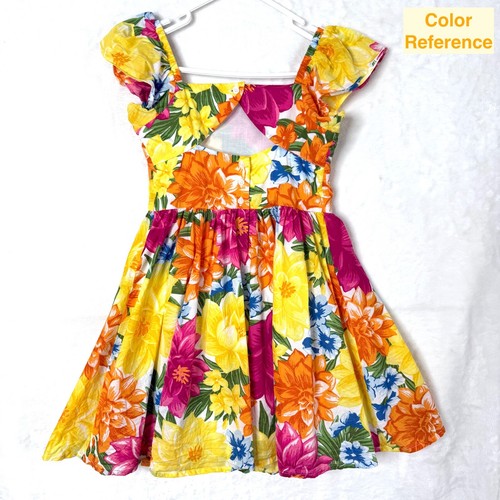Janie And Jack The Tropicalia Bold Floral Dress Girls Size 8 Yellow Multicolor - Picture 2 of 8