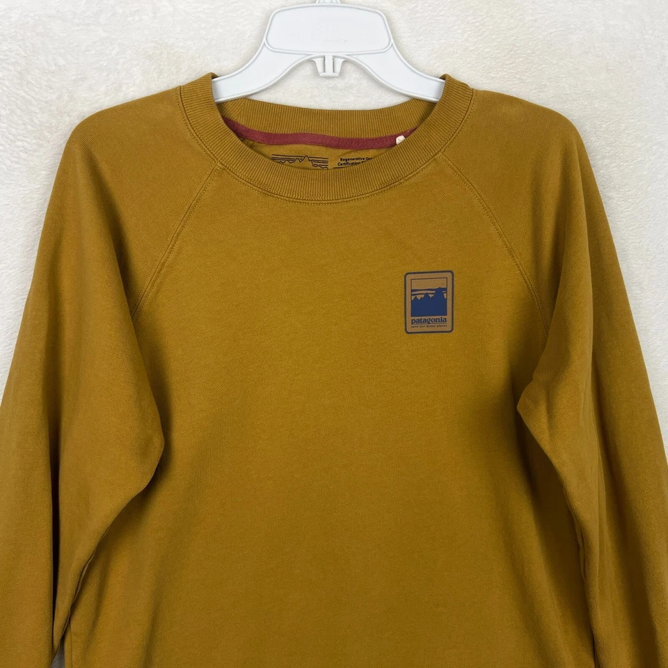 Sudadera Patagonia Mujer Mediana Amarilla Cuello Redondo Alpino Icono Pullover Foto 2 de 4