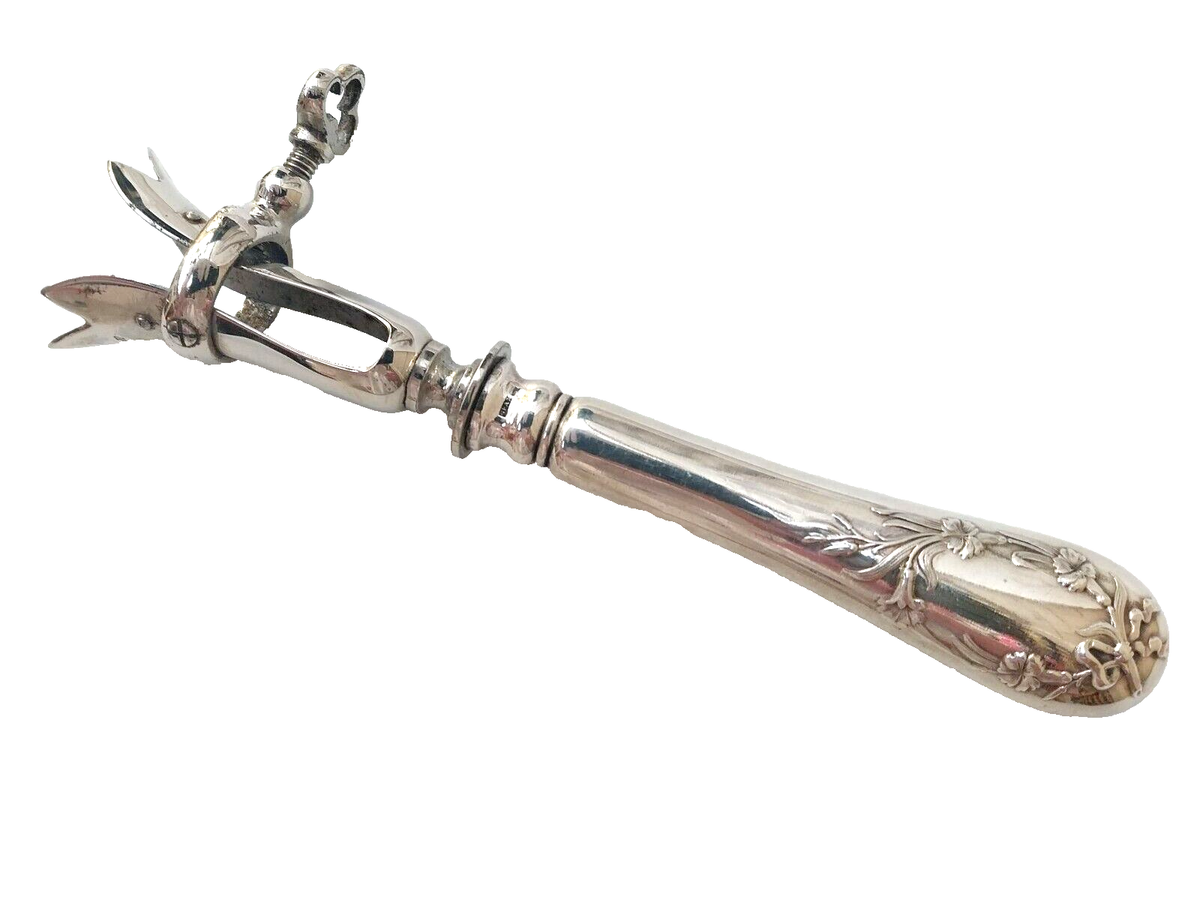 MANCHE À GIGOT metal argente art deco fleurs SFOA (leg of